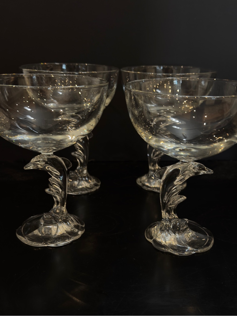 4 Cristal D’Arques Durand Dolphy Clear Champagne Tall Sherbert Glasses Set 4